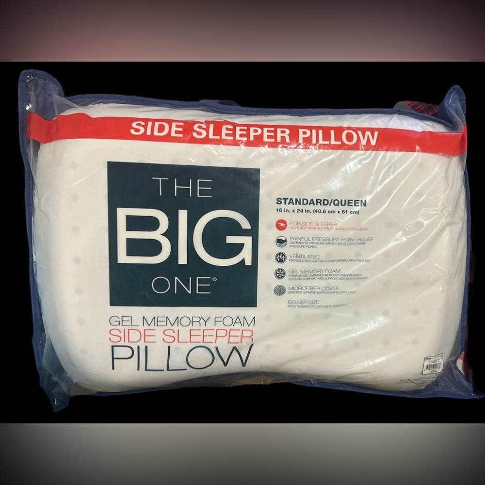 The Big One Gel Memory Foam Side Sleeper Pillow Standard/Queen 16”X 24”